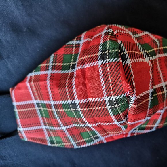new Adult Holiday Tartan Handmade Face Mask Masque 100% Cotton multicolor - Picture 2 of 2